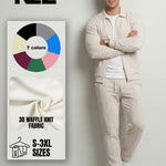 KZZ Sporty Two-piece Set Men's Plain Zip Up Jacket & Drawstring Waist Pants Tracksuit Set