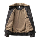 KZZ Vintage Leopard Print Lapel Fleece Lined Warm Jacket