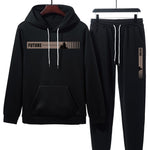 KZZ Two-piece Set Men's Tree Graphic Hoodie & Drawstring Waist Sweatpants