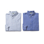 Striped Drop Shoulder Lapel Long Sleeve Shirt