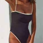 Minimalist Black-and-White Two-Tone Chanel-Style One-Piece Swimsuit