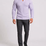 KZZ Men's Minimalist Waffle-Knit Long-Sleeve T-Shirt