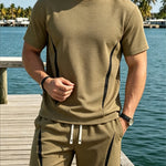 KZZ Men's Summer Waffle-Knit Athleisure Set