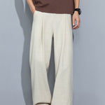 KZZ Men's Pleated Wide-Leg Dress Trousers
