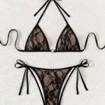 Sexy Backless Strappy Lace Triangle Bikini