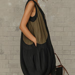 Color-block zip-front tulip mini dress