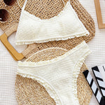 Women's Sexy Beige Pleated Bikini