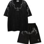KZZ Men's Embroidery Short Sleeve Tee & Shorts Two-piece Set