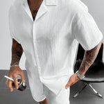 KZZ Men's Plus-Size Streetwear Two-Piece Set