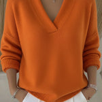 Loose-fit V-neck knit sweater for autumn and winter