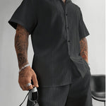 KZZ Men's Plus-Size Streetwear Two-Piece Set