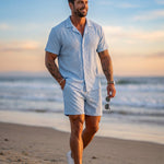 KZZ Men's Textured Two-Piece Set