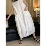Women's Japanese Loose Crew Neck Sleeveless Balloon Dress