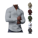 KZZ Men's Regular Fit Plain Half Zip Up Sweatshirt