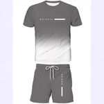 KZZ Men's Gradient Short-Sleeve Gym Set