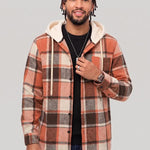 KZZ Men's plaid drawstring hooded sweatshirt