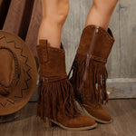 Retro tassel rivet belt knight boots