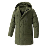 KZZ Men's Thick Winter Warm Coat Plus Size Cold Weather Jacket with Hood Long Sleeve Front Button Design