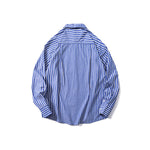 Striped Drop Shoulder Lapel Long Sleeve Shirt