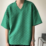 Solid V-Neck Pullover Half Sleeve T-Shirt