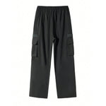 KZZ Men's Solid-Color Cargo Pants with Flap Pockets