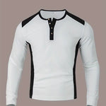 KZZ Men's Patchwork Henry Shirt