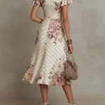 Alba™ | Elegant Midi Floral Dress