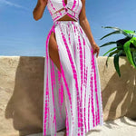 Two-Piece Bikini with Sexy Crisscross Straps and Sheer Skirt