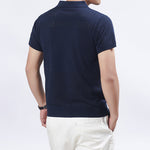 KZZ Summer Solid-Color V-Neck Short-Sleeve Polo Shirt
