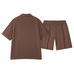 KZZ Short-Sleeve V-Neck Polo Top and Shorts Set