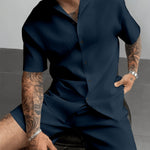 KZZ Men's Plus-Size Streetwear Two-Piece Set