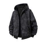 KZZ Plus-size warm full-zip hooded sweatshirt
