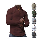 KZZ Men's Regular Fit Plain Half Zip Up Sweatshirt
