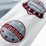 KZZ Men's color-blocked letter and graphic embroidered baseball collar patchwork jacket