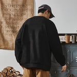 KZZ Men's Solid Color Round Neck Drop Shoulder Long Sleeve Sweatshirt