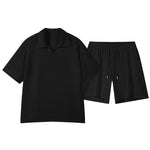 KZZ Short-Sleeve V-Neck Polo Top and Shorts Set