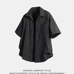 KZZ Men's Loose-Fit Striped Collared Shirt