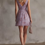 Retro Purple Floral Ruffled Chiffon Mini Dress