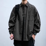 Japanese Retro Textured Long-sleeved Shirt