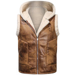 KZZ Men's Color-Block Printed Zip-Up Hooded Vest