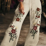 Women's floral print casual trousers