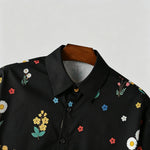 KZZ Men's Short-Sleeve Casual Floral Shirt