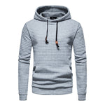 KZZ Men's Casual Plaid Drawstring Hoodie