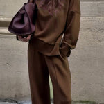 Long Sleeve Sweatshirt Casual Pocket Trousers Two-piece Set