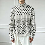 Ink-wash Polka Dot Turtleneck Pleated Base Layer Top