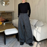 Woolen High Waist Loose Wide Leg Pants