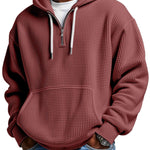 KZZ Men's waffle knit half-zip hoodie