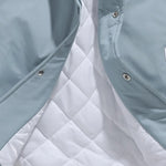 KZZ Men's color-blocked letter and graphic embroidered baseball collar patchwork jacket