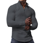 KZZ Men's Regular Fit Plain Half Zip Up Sweatshirt