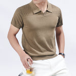 KZZ Summer Solid-Color V-Neck Short-Sleeve Polo Shirt